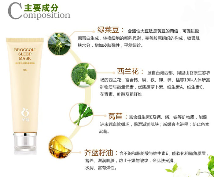西蘭花補水彈力睡眠面膜