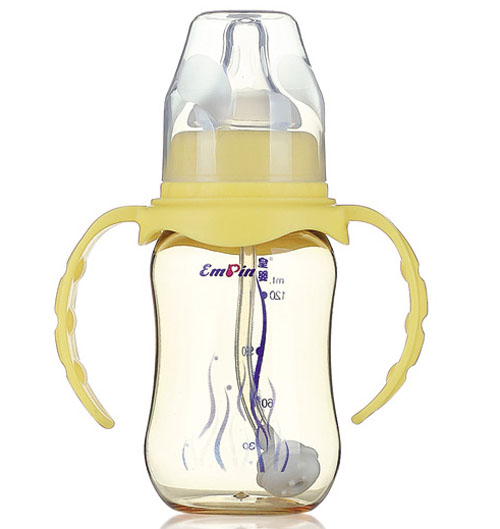 皇嬰PPSU標(biāo)口圓弧自動(dòng)奶瓶120ml黃色