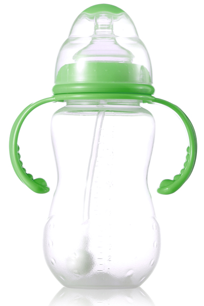 媽媽易330毫升PP全自動雙柄標(biāo)口梅花奶瓶綠色