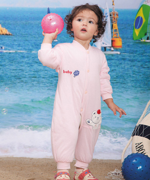 康貝坊粉色女童哈衣