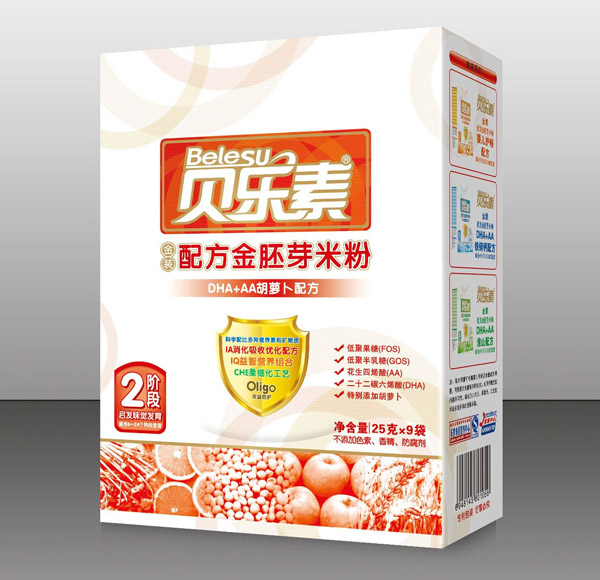 貝樂(lè)素DHA+AA胡蘿卜金胚芽米粉2段