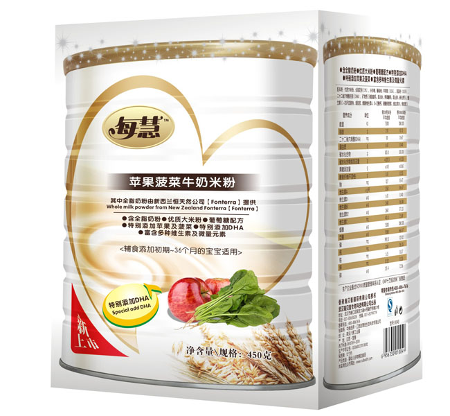 每慧蘋(píng)果菠菜牛奶米粉450