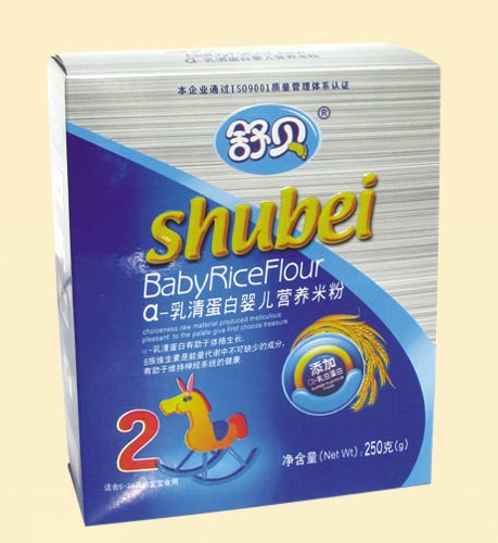舒貝盒裝α-乳清蛋白嬰兒營養(yǎng)米粉2段