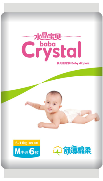 水晶寶貝舒薄棉柔嬰兒紙尿褲M(mǎn)6