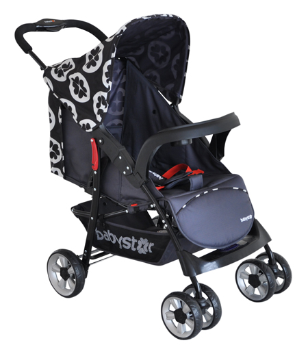 貝之星嬰兒推車H3000型黑色帶花