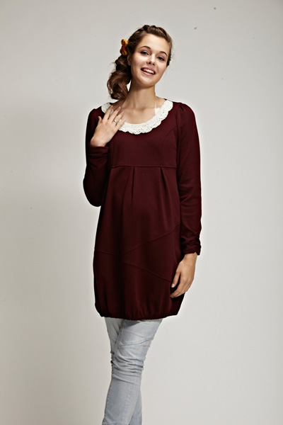 添茜褐色連衣孕婦服