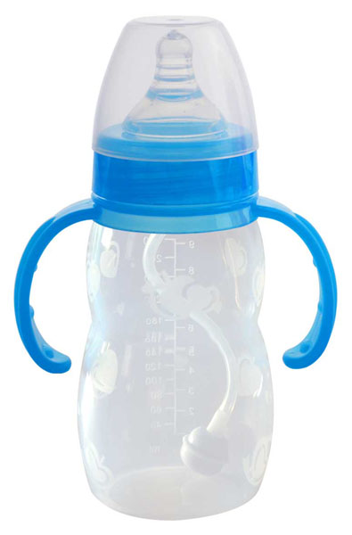 優(yōu)恩藍色硅膠奶瓶260ml