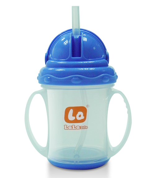 樂樂寶貝帶炳吸管學(xué)飲杯藍(lán)色