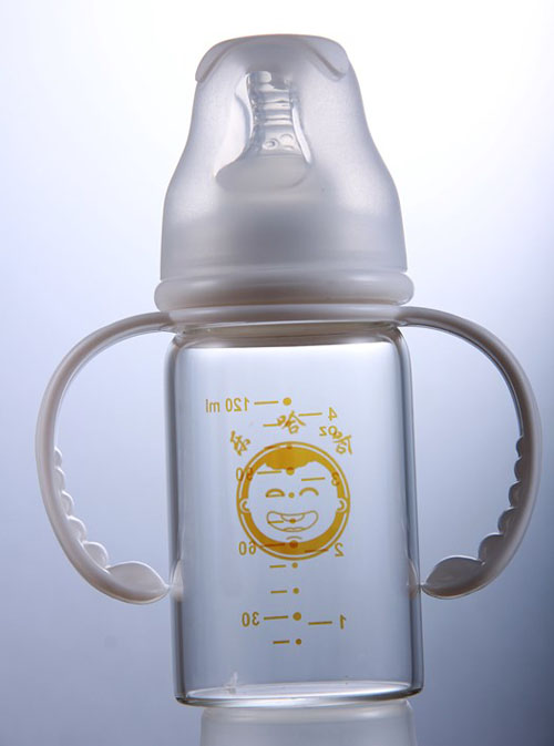樂(lè)哈哈標(biāo)口直形120毫升晶鉆玻璃奶瓶