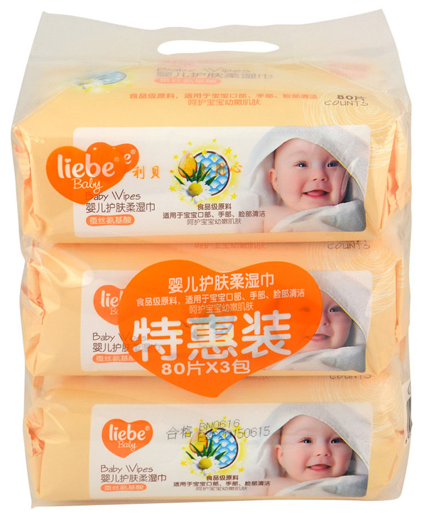 利貝嬰兒護膚柔濕巾80片X3包