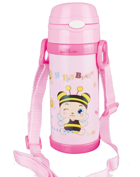 樂(lè)蓓粉色小蜜蜂卡通保溫杯