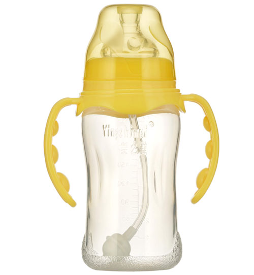 嬰之美寬口雙耳自動(dòng)弧形PP嬰兒奶瓶240ML