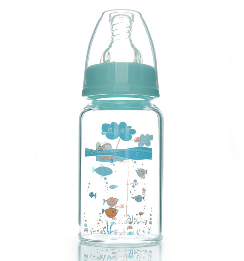 優(yōu)冠寶貝標(biāo)口金鉆玻璃奶瓶120ml藍(lán)色