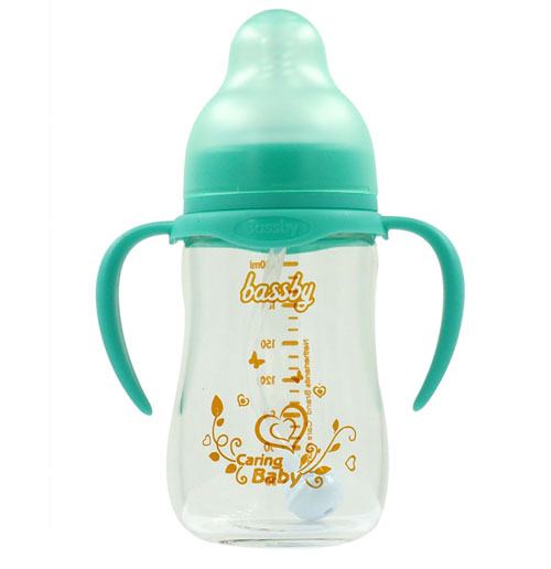 貝斯比寬口異形晶鉆玻璃奶瓶210ml綠色