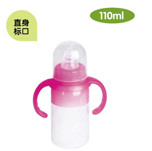 培貝硅膠直身標口徑帶柄自動奶瓶110ml