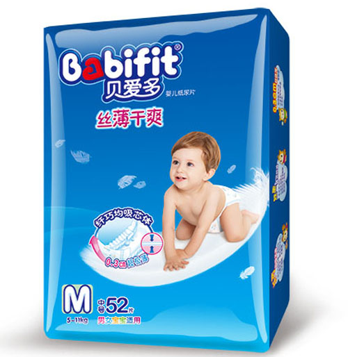 貝愛多絲薄干爽紙尿片M碼52片大包裝