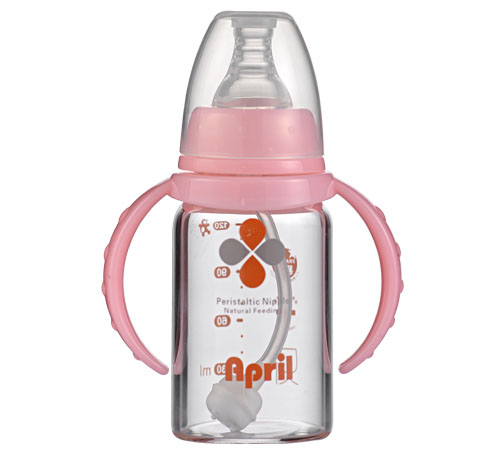 愛普麗鉑金標口玻璃奶瓶120ml粉色