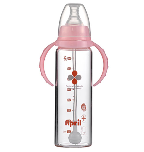 愛普麗鉑金標口玻璃奶瓶240ml粉色