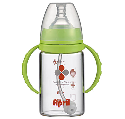 愛普麗鉑金寬口玻璃奶瓶180ml綠色