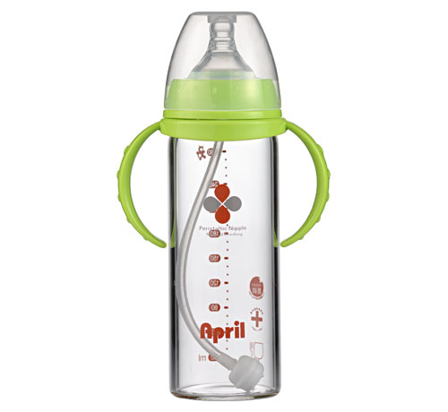 愛普麗鉑金寬口玻璃奶瓶280ml綠色