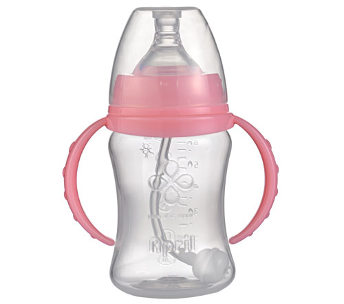 愛普麗寬口弧形PP奶瓶180ml粉色