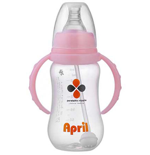 愛普麗標口弧形奶瓶180ml粉色