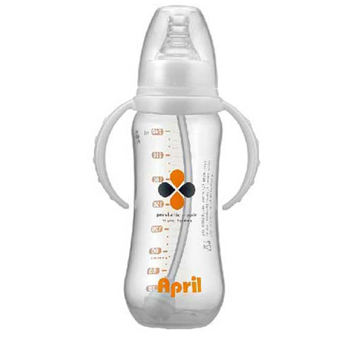 愛普麗標口弧形奶瓶240ml白色