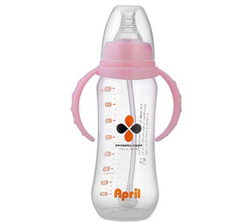 愛普麗標(biāo)口弧形奶瓶240ml粉色