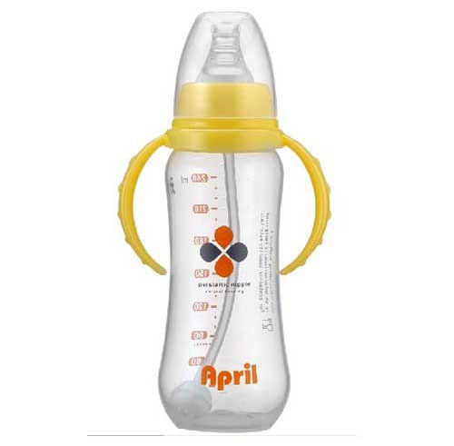 愛(ài)普麗標(biāo)口弧形奶瓶240ml黃色