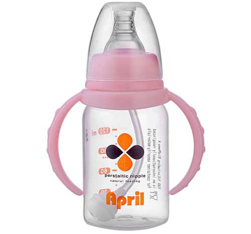 愛普麗標(biāo)口直身奶瓶120ml粉色