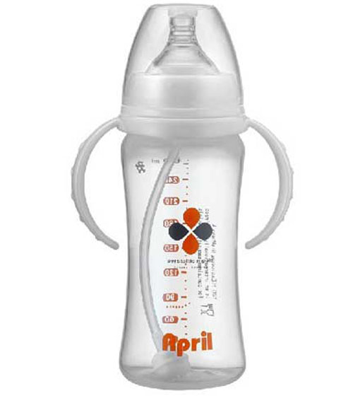 愛普麗寬口弧形奶瓶280ml白色