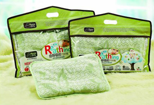 諾親小屋竹纖維成長型綠葉嬰幼健康枕S碼