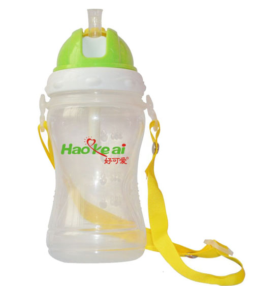 好可愛帶刻度弧形兒童吊帶水壺