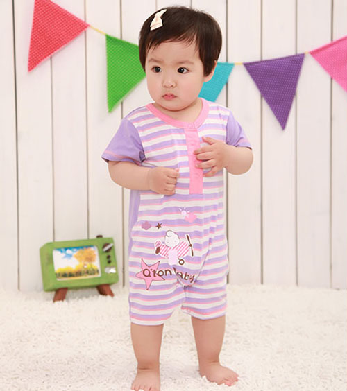 棉果果氨棉汗布連體衣紫色