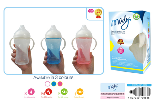 麥地特寬自然母乳實感防脹氣PP奶瓶(帶手柄)300ML