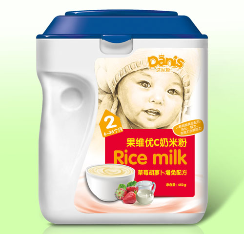 達尼斯草莓胡蘿增免果維優(yōu)C奶米粉2段