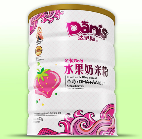 達(dá)尼斯草莓DHA+AA金裝水果奶米粉