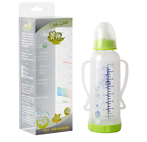菁優(yōu)標(biāo)準(zhǔn)口徑玻璃奶瓶240ml綠色