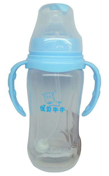 優(yōu)貝牛牛藍(lán)色標(biāo)口雙柄全自動(dòng)PP奶瓶280ml