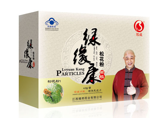邦成綠緣康松花粉顆粒紙盒裝效果