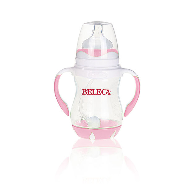 貝樂(lè)嘉粉色標(biāo)口嬰兒弧形奶瓶