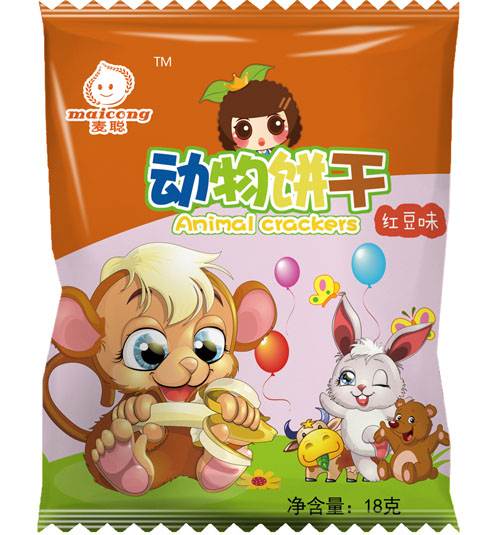 麥聰動物餅干紅豆味18克
