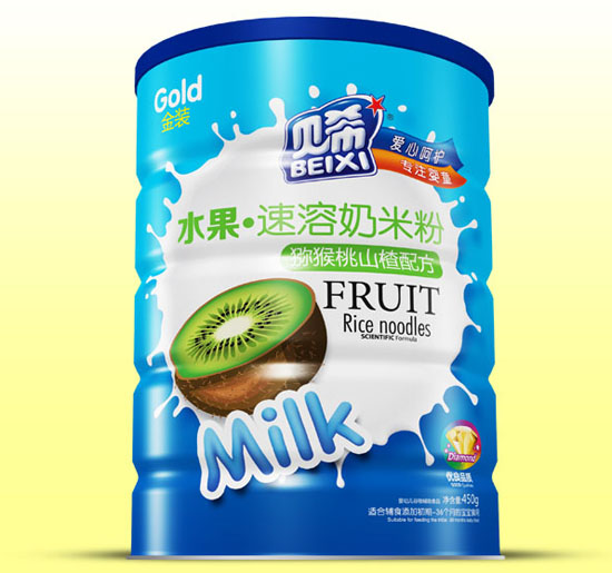 貝希獼猴桃山楂水果速溶奶米粉鐵聽