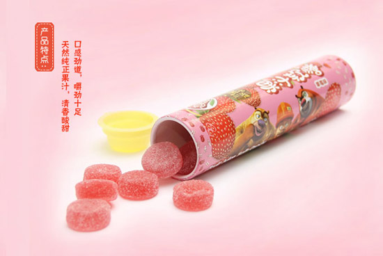 熊出沒(méi)75g圓筒果汁軟糖草莓味