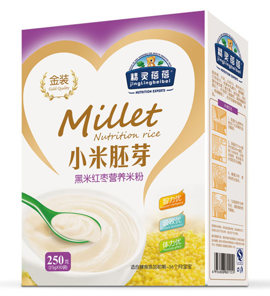 精靈蓓蓓黑米紅棗小米胚芽營養(yǎng)米粉