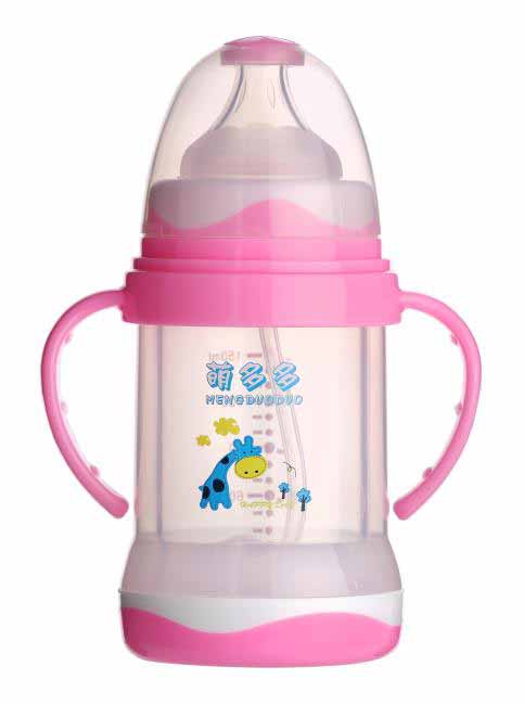 萌多多寬口直身晶鉆玻璃210ml全防護自動奶瓶(紅色)