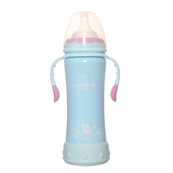 媽咪樹寬口帶底座不銹鋼奶瓶220ml