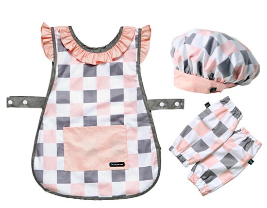 Potdemiel粉色方格圍裙