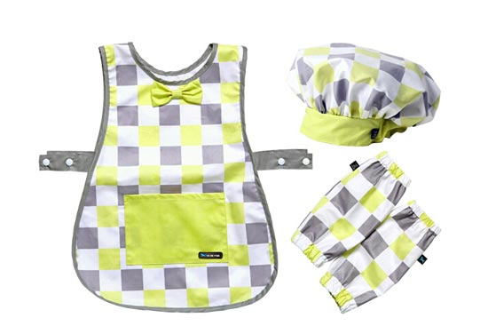 Potdemiel酸橙方格圍裙