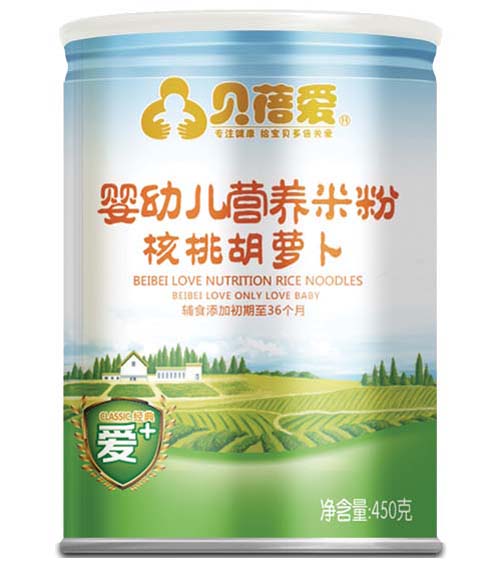 貝蓓愛嬰幼兒核桃胡蘿卜米粉聽裝